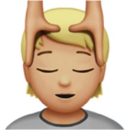 person getting massage: medium-light skin tone emoji