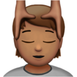 person getting massage: medium skin tone emoji