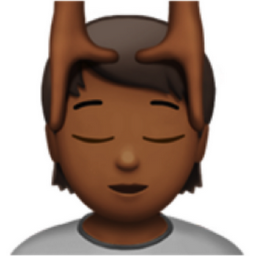 person getting massage: medium-dark skin tone emoji