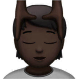 person getting massage: dark skin tone emoji
