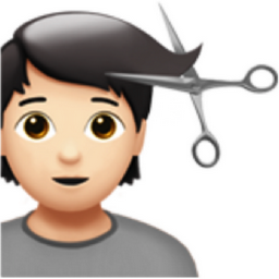 person getting haircut: light skin tone emoji