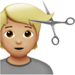 person getting haircut: medium-light skin tone emoji