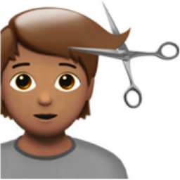 person getting haircut: medium skin tone emoji