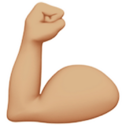 flexed biceps: medium-light skin tone emoji