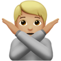 person gesturing NO: medium-light skin tone emoji