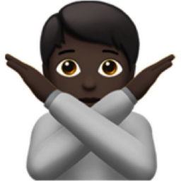 person gesturing NO: dark skin tone emoji