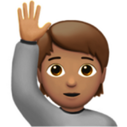 person raising hand: medium skin tone emoji