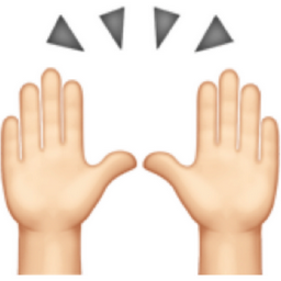 raising hands: light skin tone emoji