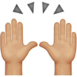 raising hands: medium-light skin tone emoji