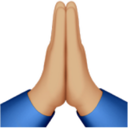 folded hands: medium-light skin tone emoji