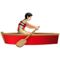 person rowing boat: light skin tone emoji