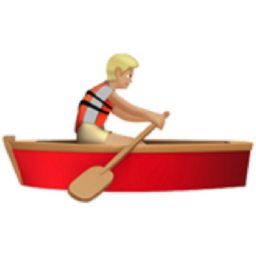 person rowing boat: medium-light skin tone emoji