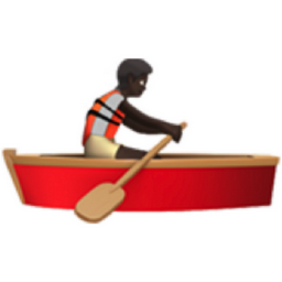 person rowing boat: dark skin tone emoji