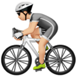 person biking: light skin tone emoji