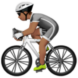 person biking: medium skin tone emoji