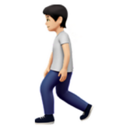 person walking: light skin tone emoji