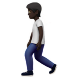 person walking: dark skin tone emoji