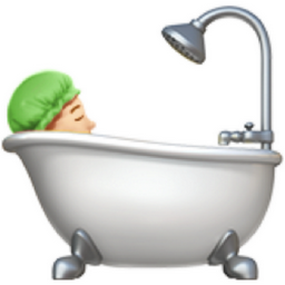 person taking bath: light skin tone emoji