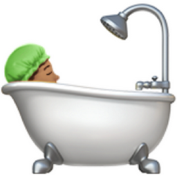 person taking bath: medium skin tone emoji
