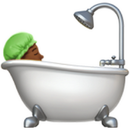 person taking bath: medium-dark skin tone emoji