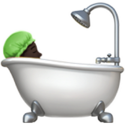 person taking bath: dark skin tone emoji