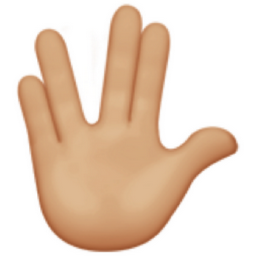 vulcan salute: medium-light skin tone emoji