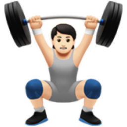 person lifting weights: light skin tone emoji