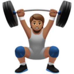 person lifting weights: medium skin tone emoji
