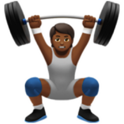 person lifting weights: medium-dark skin tone emoji