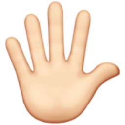hand with fingers splayed: light skin tone emoji