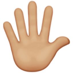 hand with fingers splayed: medium-light skin tone emoji