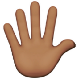 hand with fingers splayed: medium skin tone emoji