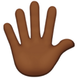 hand with fingers splayed: medium-dark skin tone emoji