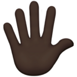 hand with fingers splayed: dark skin tone emoji