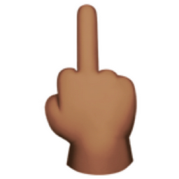 middle finger: medium skin tone emoji