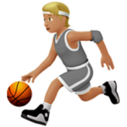 person bouncing ball: medium-light skin tone emoji