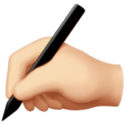 writing hand: light skin tone emoji