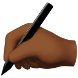 writing hand: medium-dark skin tone emoji