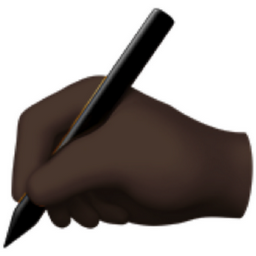 writing hand: dark skin tone emoji