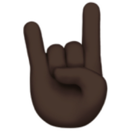 sign of the horns: dark skin tone emoji