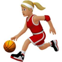 woman bouncing ball: medium-light skin tone emoji