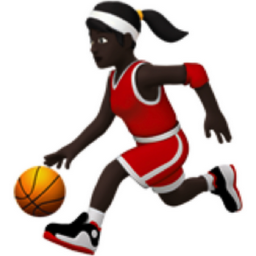woman bouncing ball: dark skin tone emoji