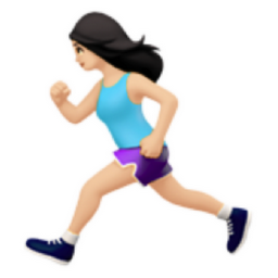 woman running: light skin tone emoji