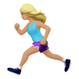 woman running: medium-light skin tone emoji