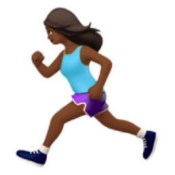woman running: medium-dark skin tone emoji