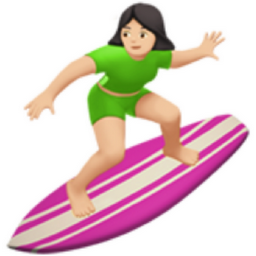 woman surfing: light skin tone emoji