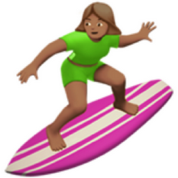 woman surfing: medium skin tone emoji