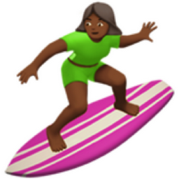 woman surfing: medium-dark skin tone Emoji 🏄🏾‍♀️ (U+1F3C4, U+