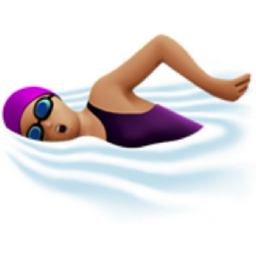 woman swimming: medium-light skin tone emoji