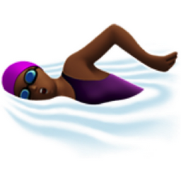 woman swimming: medium-dark skin tone emoji